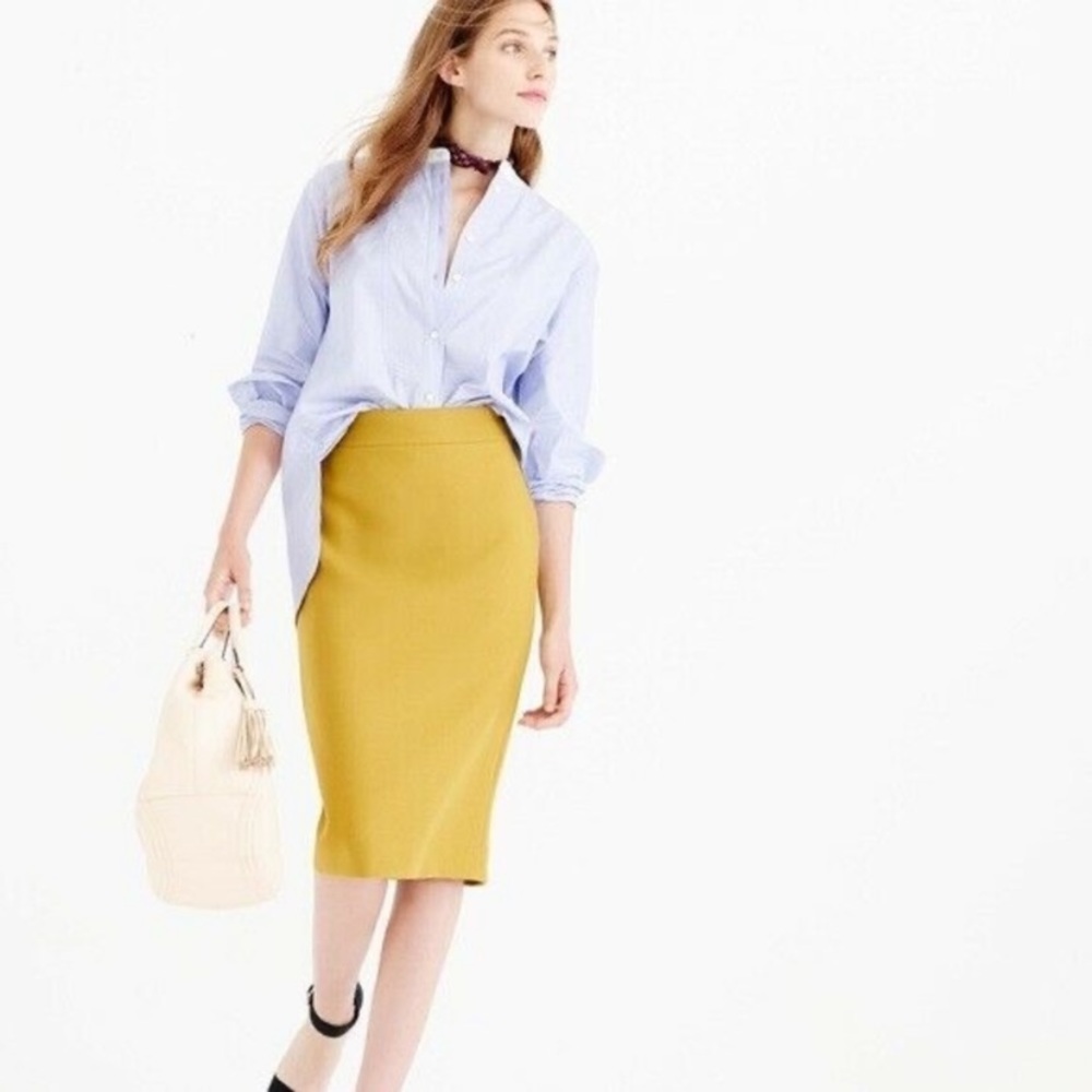 J. Crew Mustard No. 2 wool pencil skirt